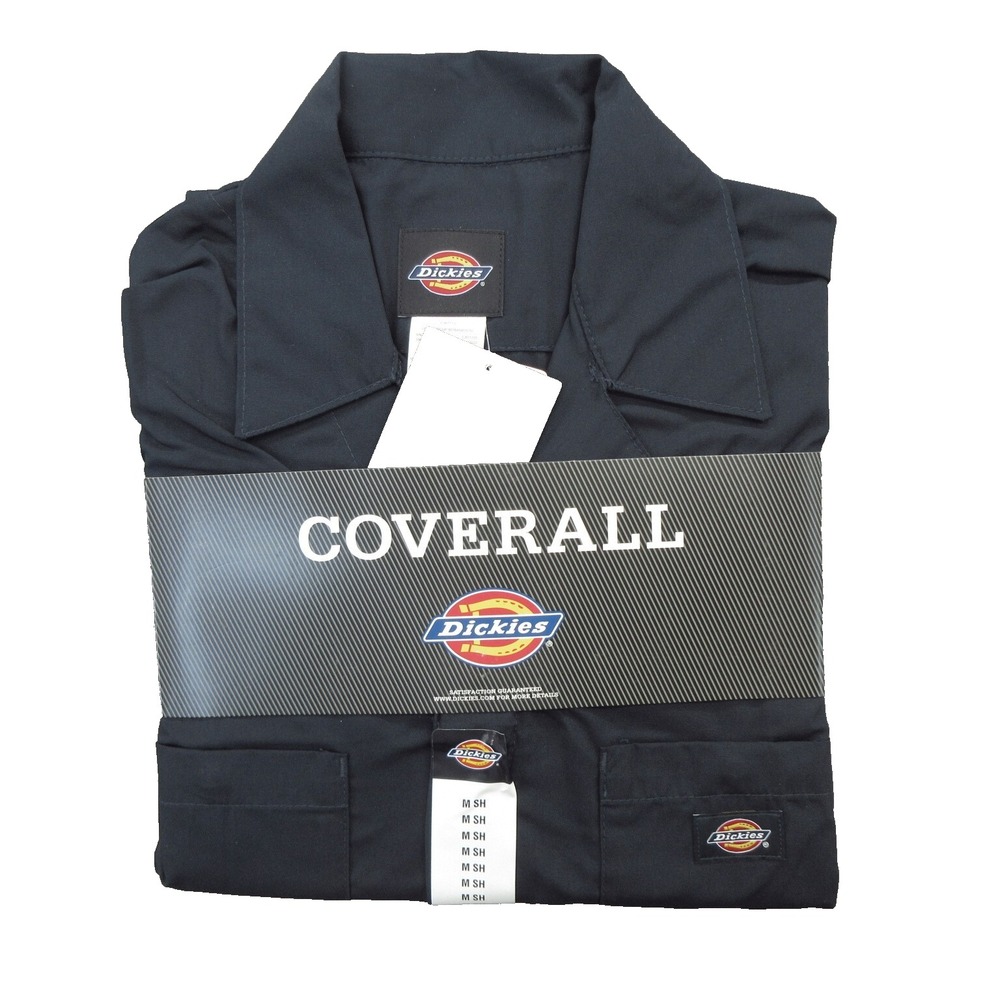 Dickies Men Coverall Work Shirt Medium Dark Navy Twill Short Sleeve Collared New
